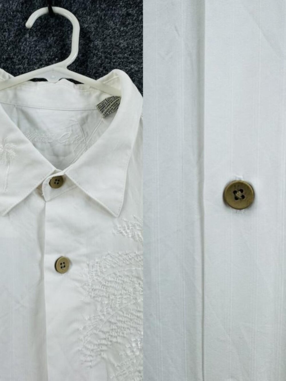 Bamboo Cay Mens XL White Short Sleeve South Korea Button Up Shirt Adult Woven